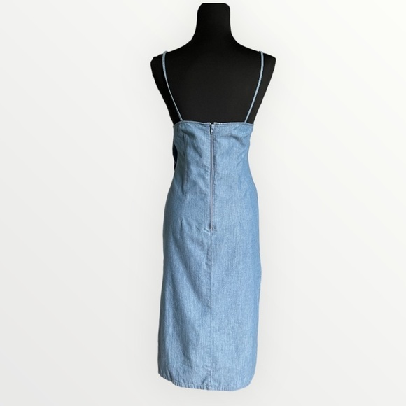 Topshop Faux Wrap Midi Dress Tie Chambray | Size 6 - Picture 4 of 12